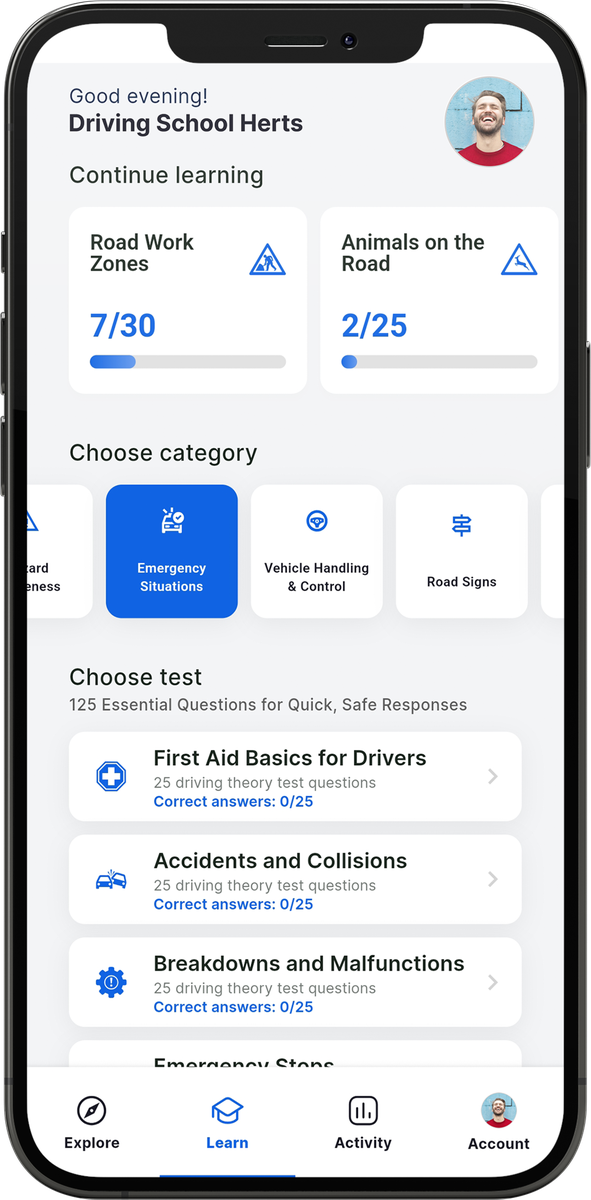 Exam Routes app: DVSA theory test practice by category