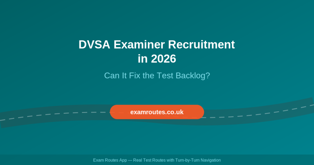 DVSA driving examiner recruitment 2026 and driving test backlog