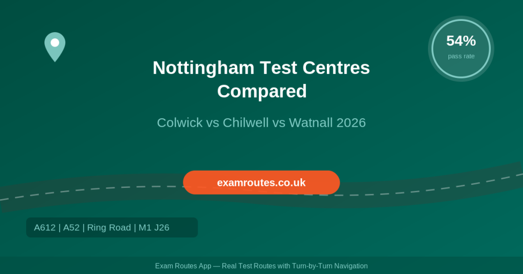 Nottingham driving test centres compared Colwick Chilwell Watnall 2026